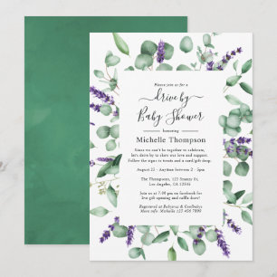 Eucalyptus Lavender Drive By Bridal or Baby Shower Invitation