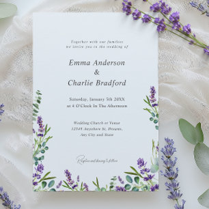 Eucalyptus Lavender Elegant Script Wedding Invitation