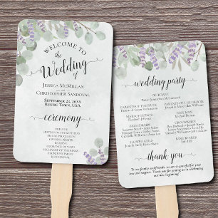 Eucalyptus & Lavender Elegant Wedding Program Hand Fan