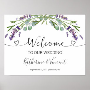 Eucalyptus Lavender Flowers Wedding Welcome Poster