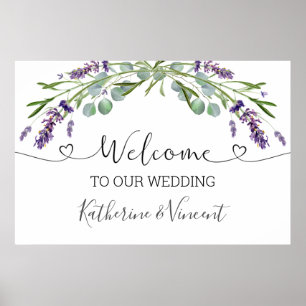 Eucalyptus Lavender Flowers Wedding Welcome Sign