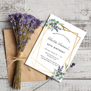 Eucalyptus lavender geometric luxury birthday invitation
