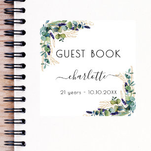 Eucalyptus lavender greenery birthday Guest Book