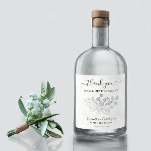 Eucalyptus & Lavender Rustic Wedding Thank You Liquor Bottle Label