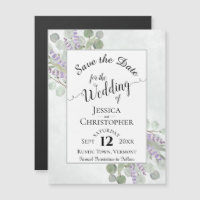 Eucalyptus & Lavender Rustic White Save the Date