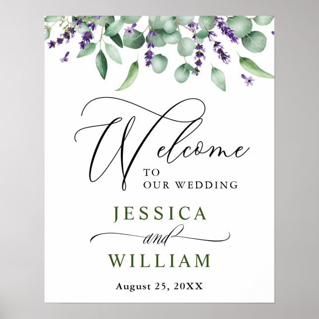 Eucalyptus Lavender Wedding Welcome Poster (Front)