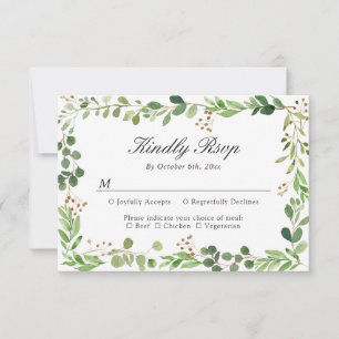 Eucalyptus Leaf Border Wedding RSVP Card