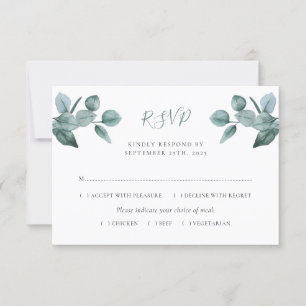 Eucalyptus Leaf Foliage Modern Wedding RSVP Card