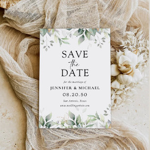Eucalyptus Leaf Greenery Save The Date Card