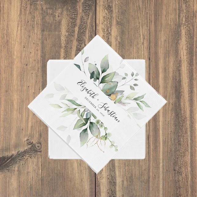 Eucalyptus Leaf Greenery Wedding Napkins (Creator Uploaded)