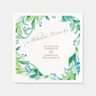Eucalyptus Leaf Laurel Wreath Rehearsal Dinner Napkin