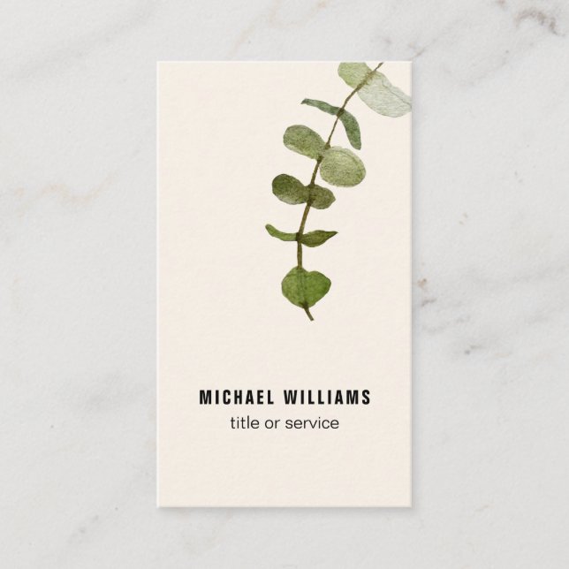 Eucalyptus Leaf Modern Business Card (Front)