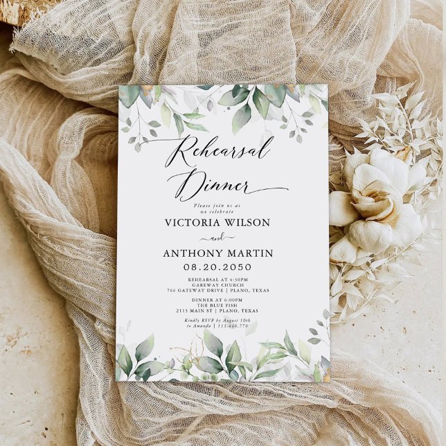Eucalyptus Leaf Rehearsal Dinner Invitation (Creator Uploaded)