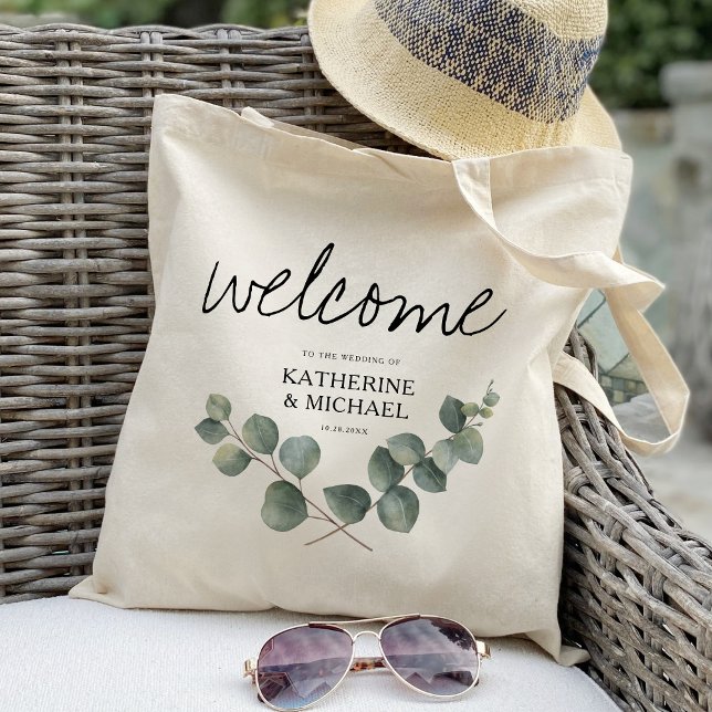 Eucalyptus leaf wedding welcome favour tote bag (Creator Uploaded)