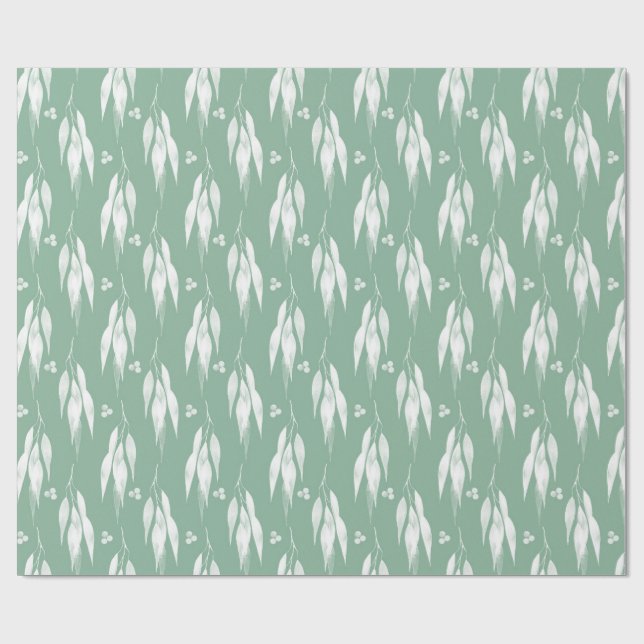 Eucalyptus Leaves and Branches Watercolor Pattern  Wrapping Paper (Flat)