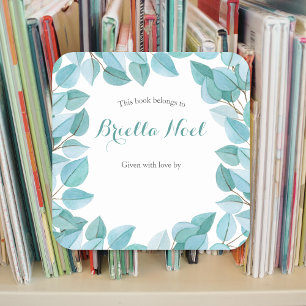 Eucalyptus Leaves Bookplate Square Sticker