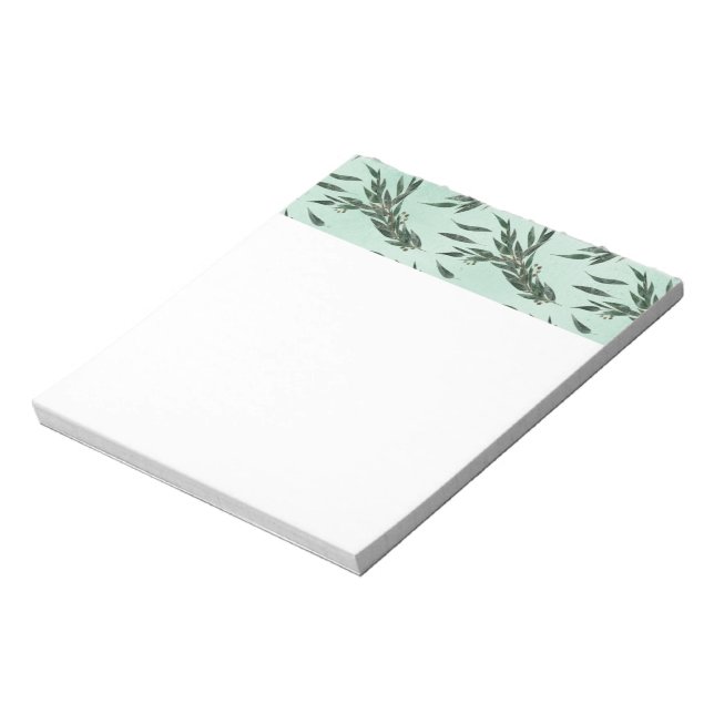 Eucalyptus Leaves Branches Gold Sparkles Notepad (Rotated)