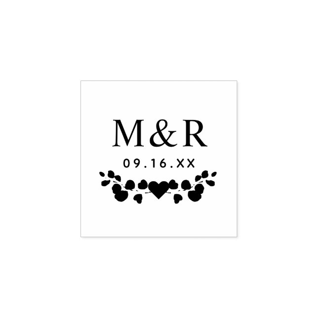 Eucalyptus Leaves Couples Monogram Rubber Stamp (Imprint)