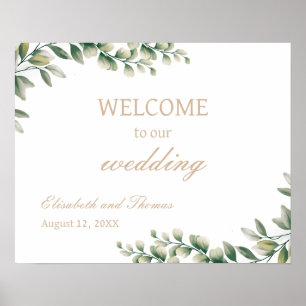 Eucalyptus Leaves Elegant Wedding Welcome Sign