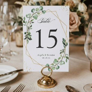 Eucalyptus Leaves Geometric Wedding Table Numbers