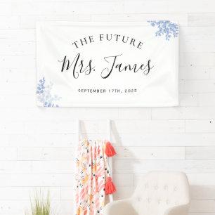 Eucalyptus Leaves Gold Dusty Blue Wedding Party Banner