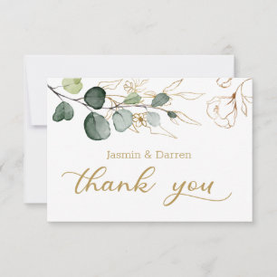 Eucalyptus Leaves Gold Floral Thank You