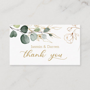 Eucalyptus Leaves Gold Floral Thank You Card
