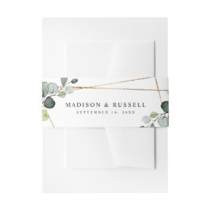 Eucalyptus Leaves Gold Geometric Invitation Belly Band