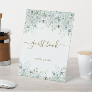 Eucalyptus Leaves & Gold Shower Guest Book Sign