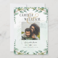 Eucalyptus Leaves GOLD WEDDING QR CODE BUDGET