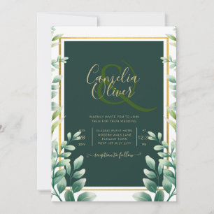Eucalyptus Leaves GOLD WEDDING QR CODE INVITE RSVP