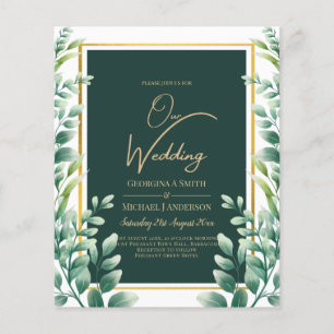 Eucalyptus Leaves GOLD WEDDING QR CODE INVITE RSVP Flyer