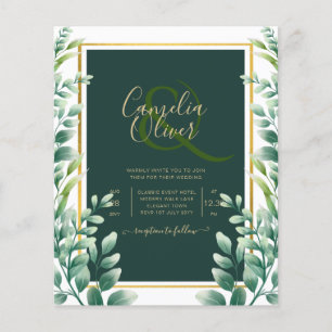 Eucalyptus Leaves GOLD WEDDING QR CODE INVITE RSVP Flyer