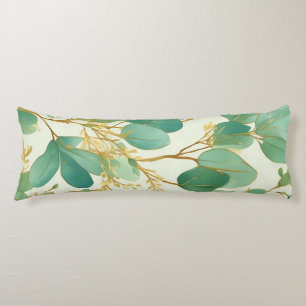 Eucalyptus Leaves Green and Gold Design Body Cushion