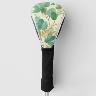 Eucalyptus Leaves Green and Gold Design Golf Head Cover