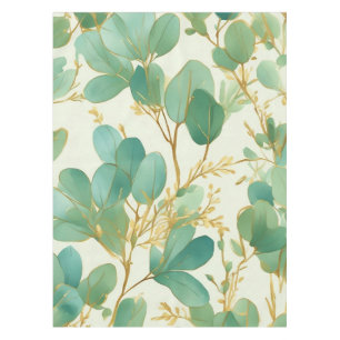 Eucalyptus Leaves Green and Gold Design Tablecloth