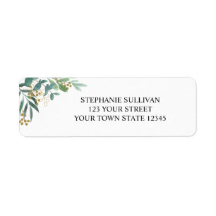  Eucalyptus Leaves Green Gold Return Address