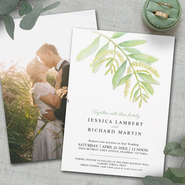  Eucalyptus leaves green water wedding  invitation (Creator Uploaded)