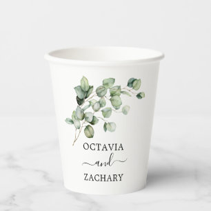 Eucalyptus Leaves Greenery Elegant Minimalist  Paper Cups