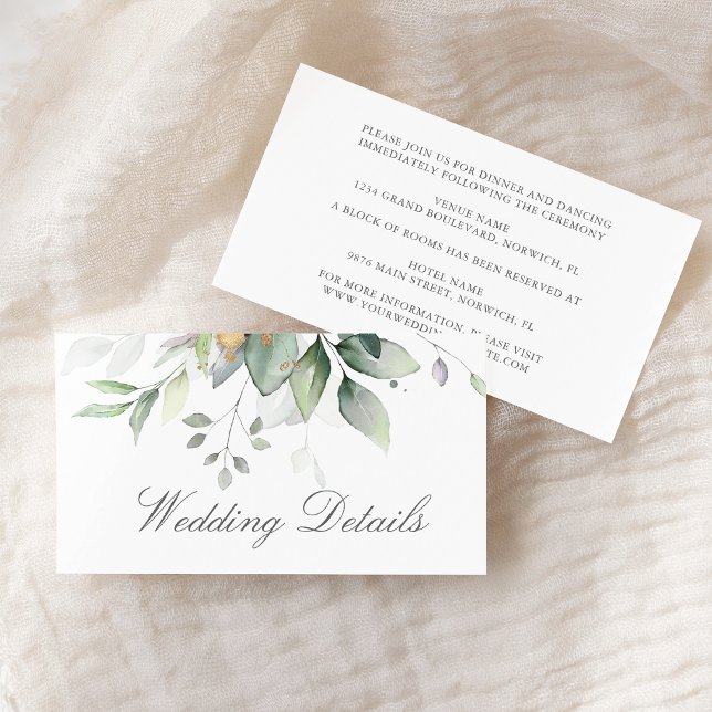 Eucalyptus Leaves Greenery Gold Elegant Wedding Enclosure Card (Creator Uploaded)