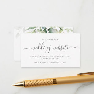Eucalyptus Leaves Greenery Gold Wedding Website Enclosure Card
