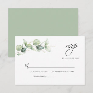 Eucalyptus Leaves Greenery Minimalist Wedding RSVP Card