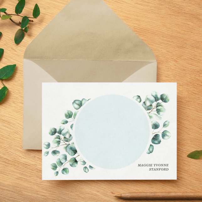 Eucalyptus Leaves Greenery Personalised Note Cards (Creator Uploaded)
