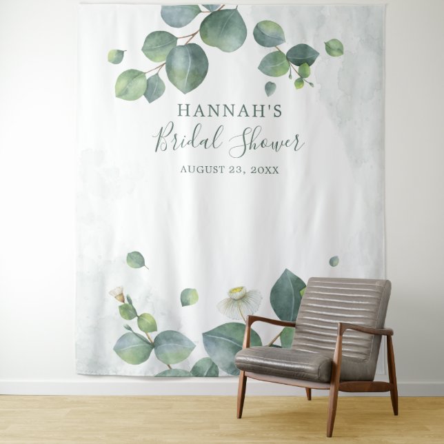 Eucalyptus Leaves Greenery Photo Booth Backdrop Tapestry (In Situ)