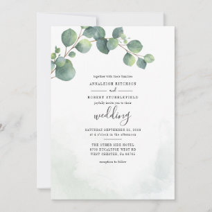 Eucalyptus Leaves Greenery Script Wedding Invitation