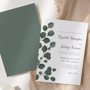 Eucalyptus Leaves Greenery Watercolor Wedding Invitation