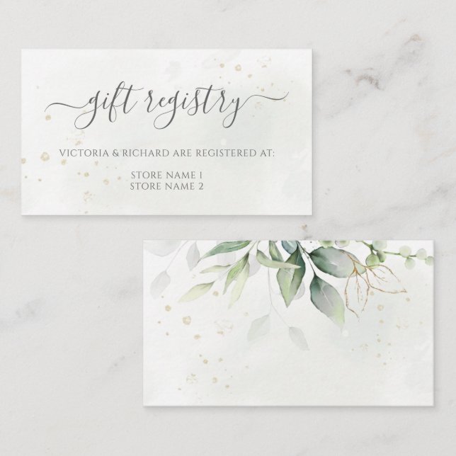 Eucalyptus Leaves Greenery Wedding Gift Registry Enclosure Card (Front/Back)
