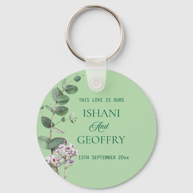 Eucalyptus Leaves Greenery Wedding  Key Ring (Front)