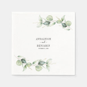 Eucalyptus Leaves Greenery Wedding Paper Napkin