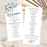 Eucalyptus Leaves Greenery Wedding Programs 4x9 Programme<br><div class="desc">Eucalyptus Leaves Greenery Wedding Programs 4x9</div>